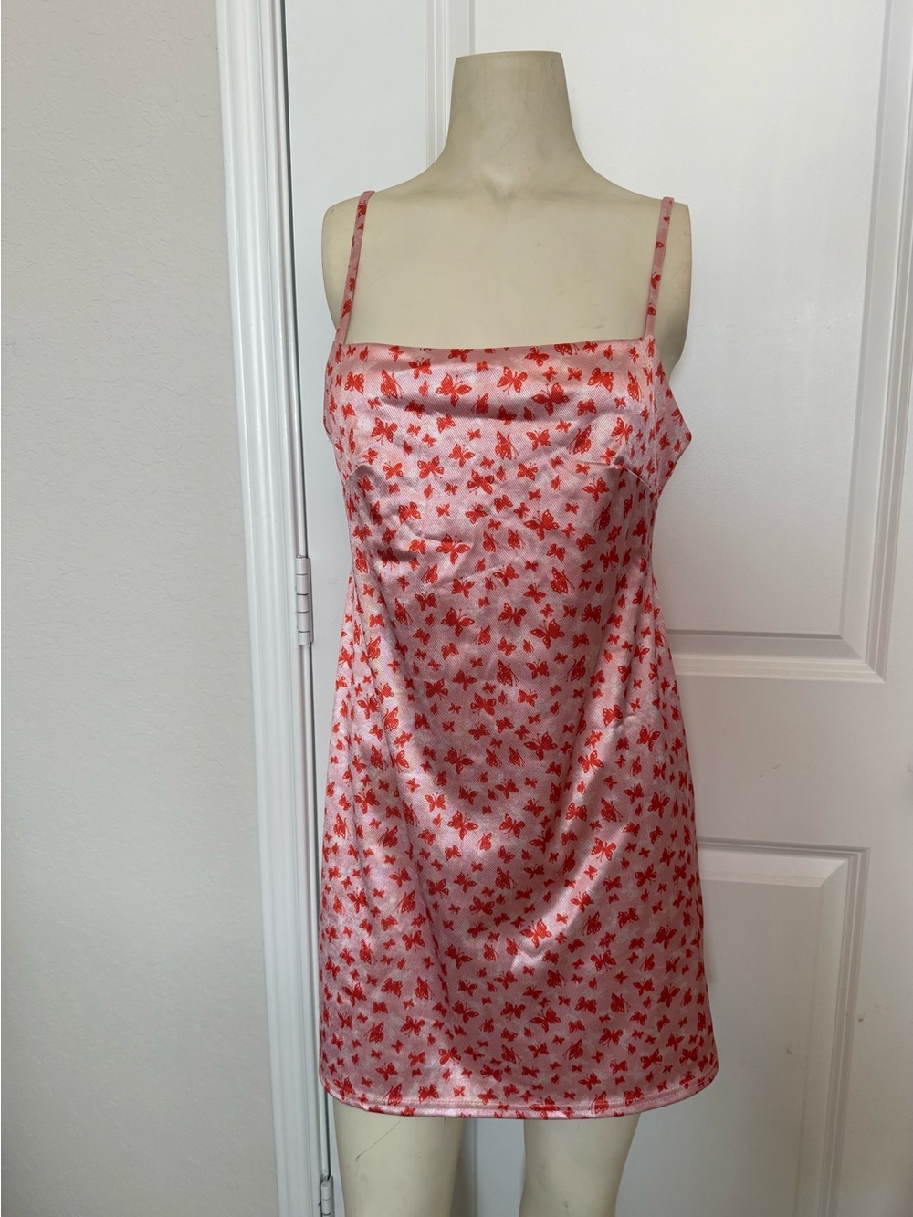 Urban Outfitters Pink, Orange, & White Butterfly Print Slip Dress